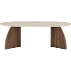 Lumea - Tavolino Basso - Effetto Travertino E Noce - Beige