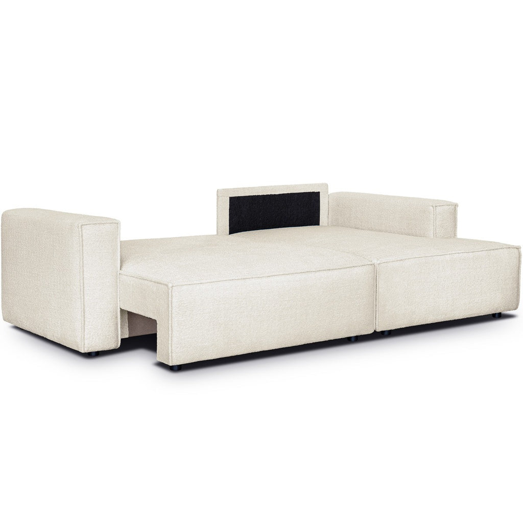 Asti - Højrevendt Sovesofa Hjørnesofa - Bouclé-Stof - Beige