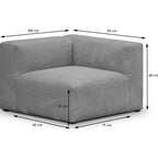 Modulo - Canapé Modulable Panoramique 9 Places Ouvert à Gauche en Velours Côtelé - Gris Clair
