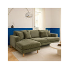 Marceau - Venstrevendt hjørnesovesofa - Fløjl - Kakigrøn