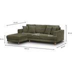 Marceau - Venstrevendt hjørnesovesofa - Fløjl - Kakigrøn
