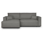 Asti - Canapé d'Angle à Gauche Convertible 3 Places en Tissu Chenille - Gris