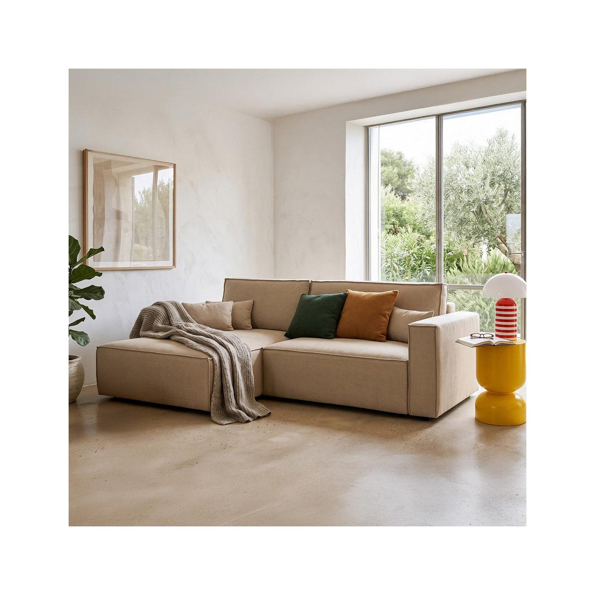 Asti - Slaapbank Hoekbank Links - Chenille Stof - Mokka