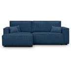 Asti - Slaapbank met hoek links - Ribfluweel - Blauw