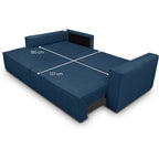 Asti - Slaapbank met hoek links - Ribfluweel - Blauw