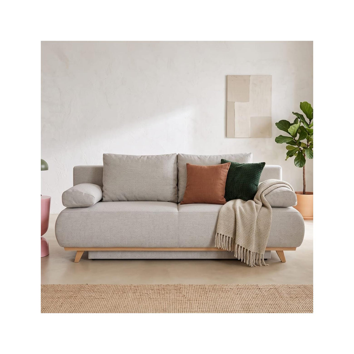 Laria - Sofá Cama - Tejido Chenilla - Topo