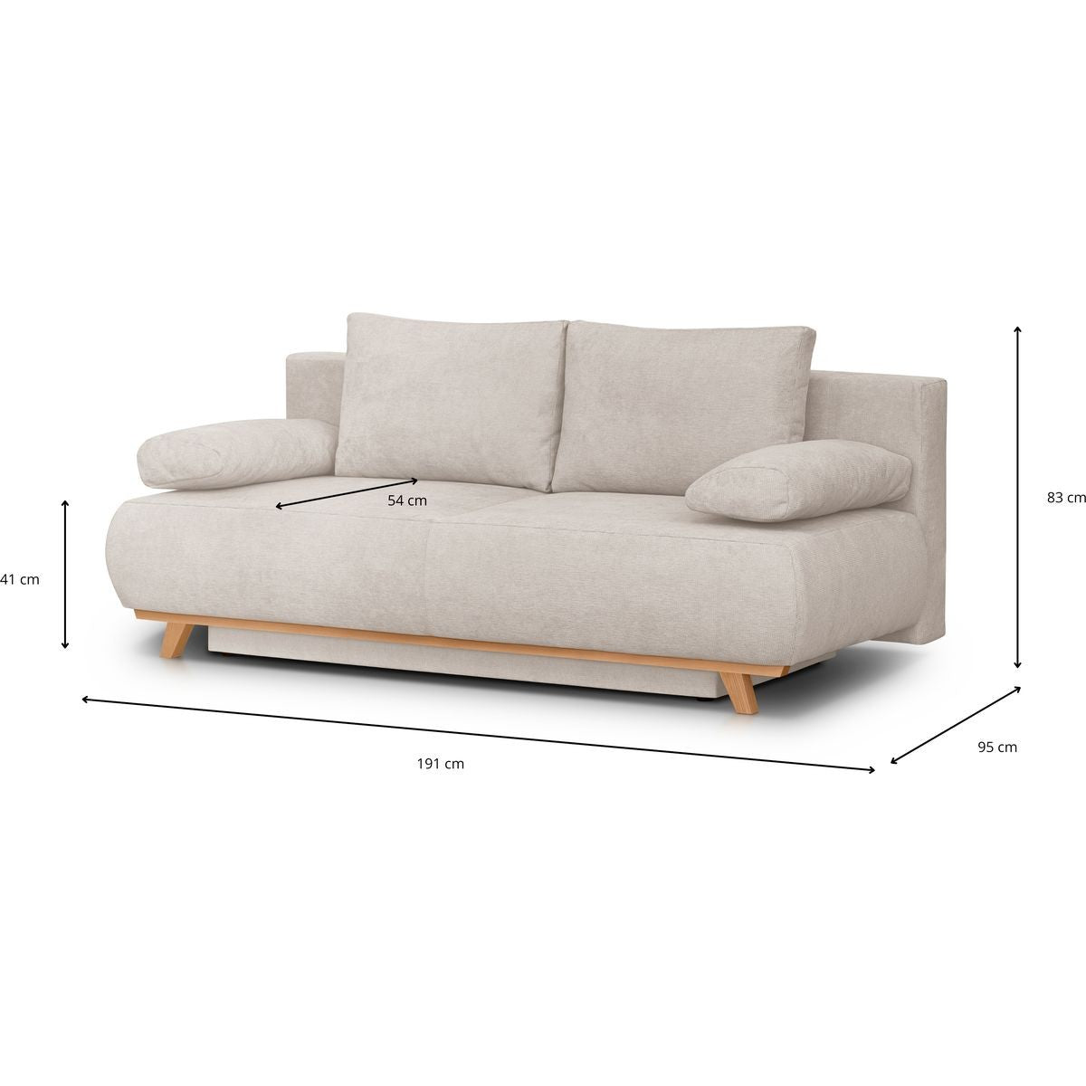 Laria - Sofá Cama - Tejido Chenilla - Topo