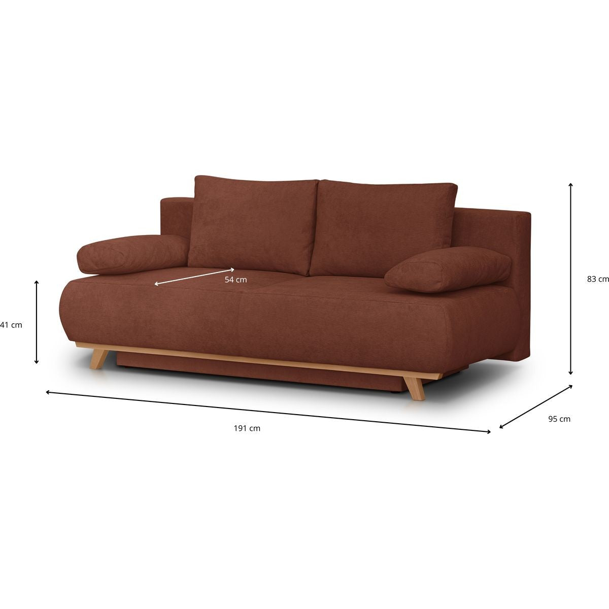 Laria - Bäddsoffa - Chenilletyg - Mörkrost