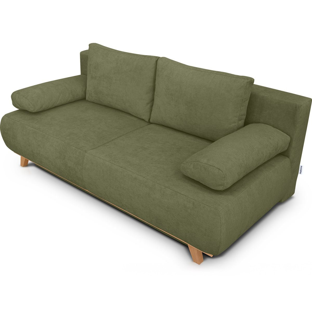 Laria - Canapé Convertible 3 Places avec Coffre de Rangement en Tissu Chenille - Vert Olive