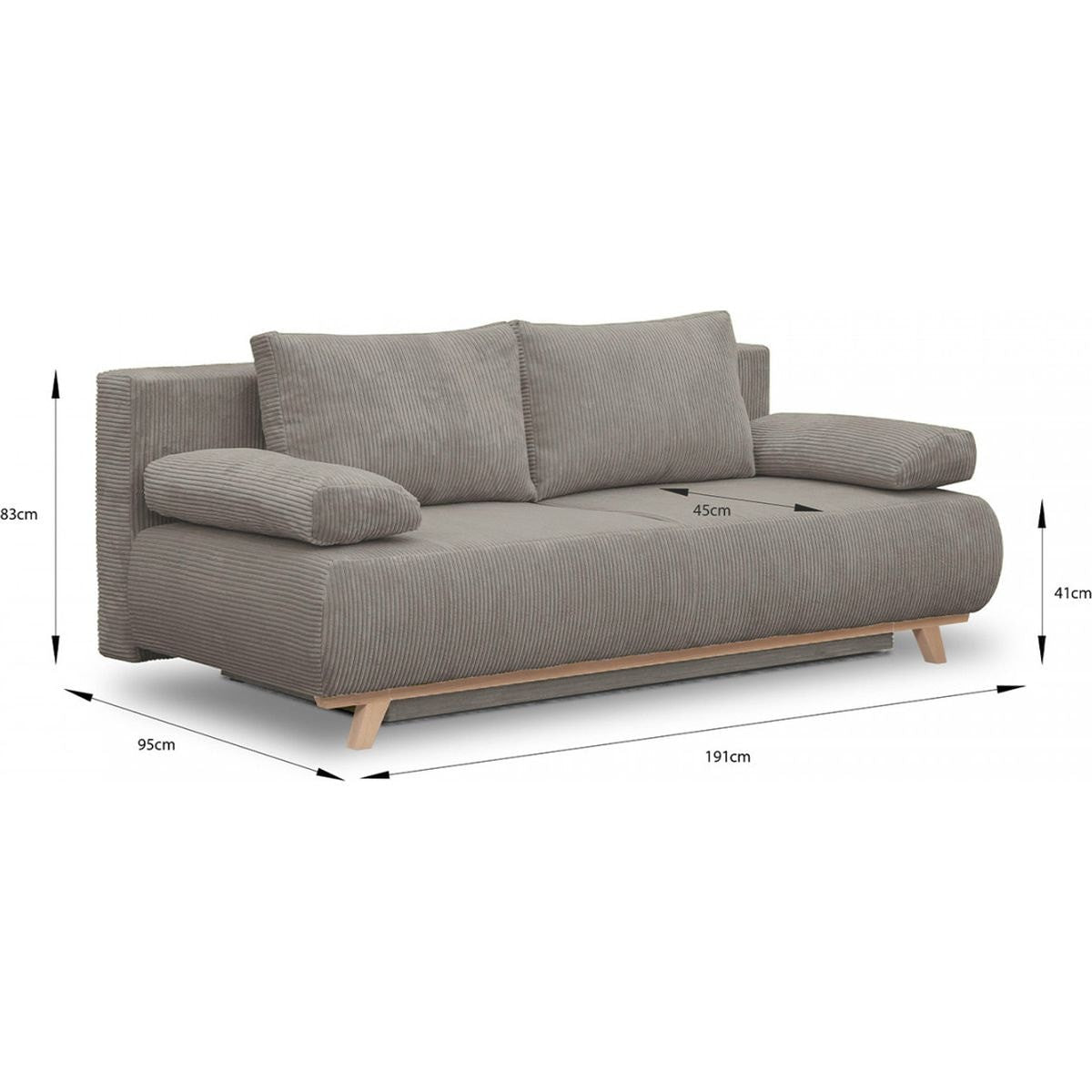 Laria - Sofá convertible - Pana - Topo