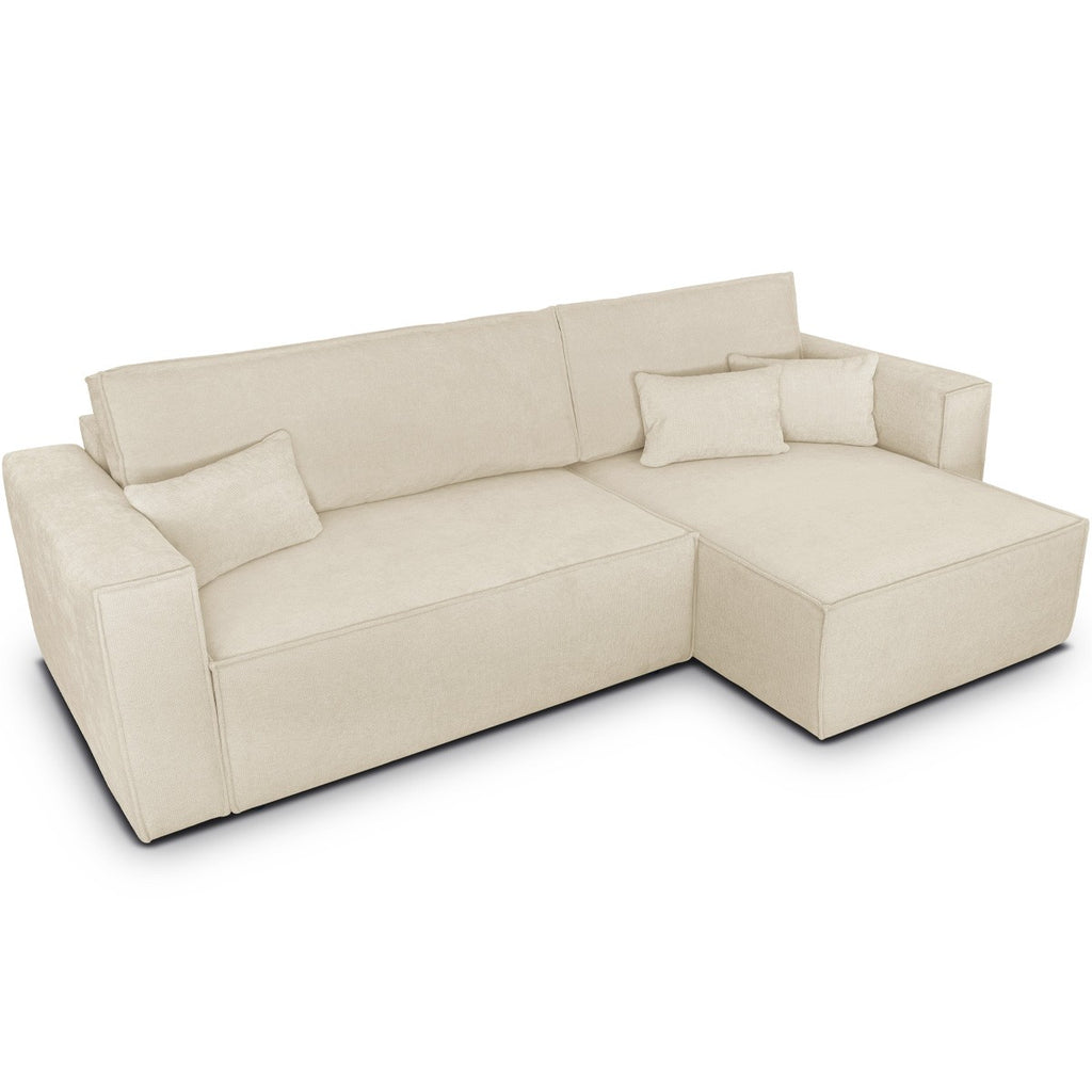 Livia - Vändbar Bäddsoffa Med Divan - Chenilletyg - Mörkbeige