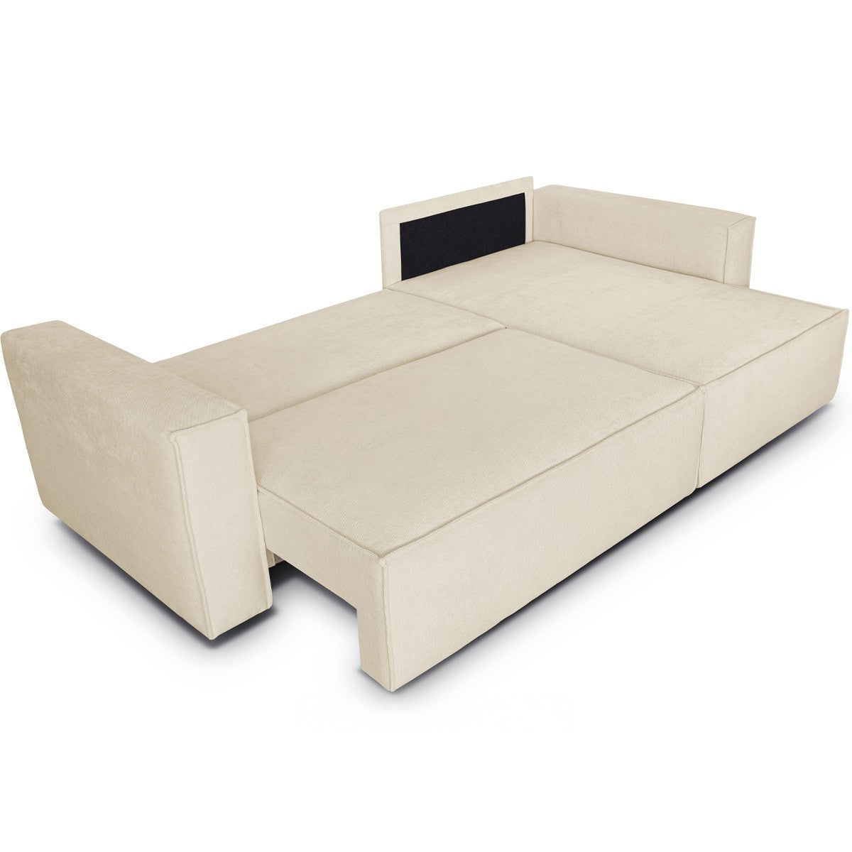 Livia - Vändbar Bäddsoffa Med Divan - Chenilletyg - Mörkbeige