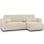 Livia - Vändbar Bäddsoffa Med Divan - Chenilletyg - Mörkbeige