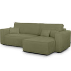 Livia - Bäddbar Reversibel Hörnsoffa - Chenilletyg - Olivgrön