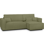Livia - Bäddbar Reversibel Hörnsoffa - Chenilletyg - Olivgrön