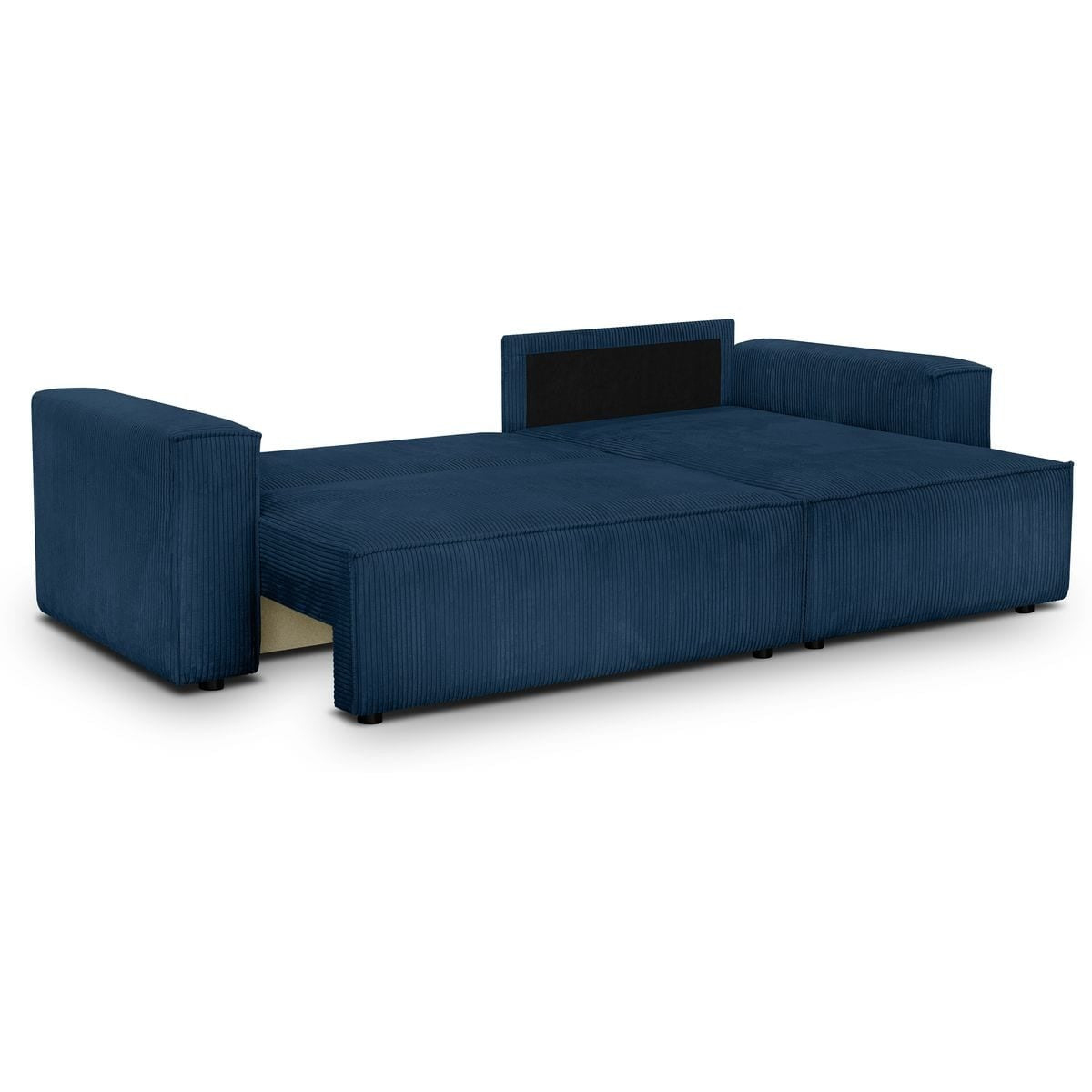 Livia - Sofá de esquina convertible reversible - Pana - Azul