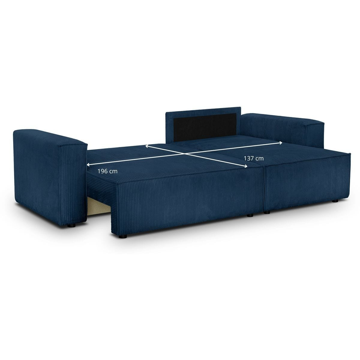 Livia - Sofá de esquina convertible reversible - Pana - Azul