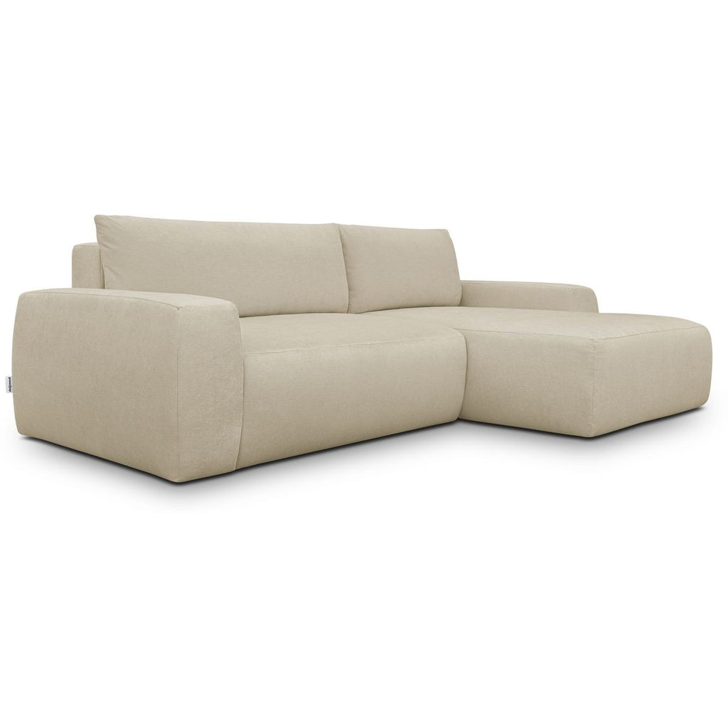 Sonny - Højrevendt Sovesofa Hjørnesofa - Chenillestof - Mørk Beige