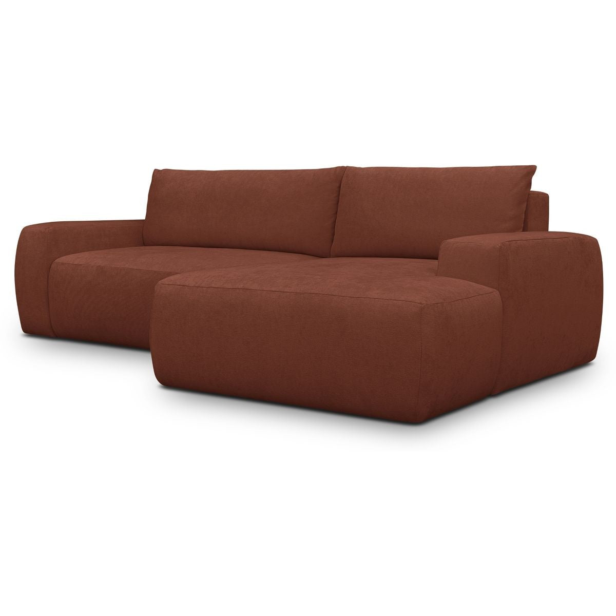 Sonny - Højrevendt Sovesofa Hjørnesofa - Chenillestof - Mørk Rust