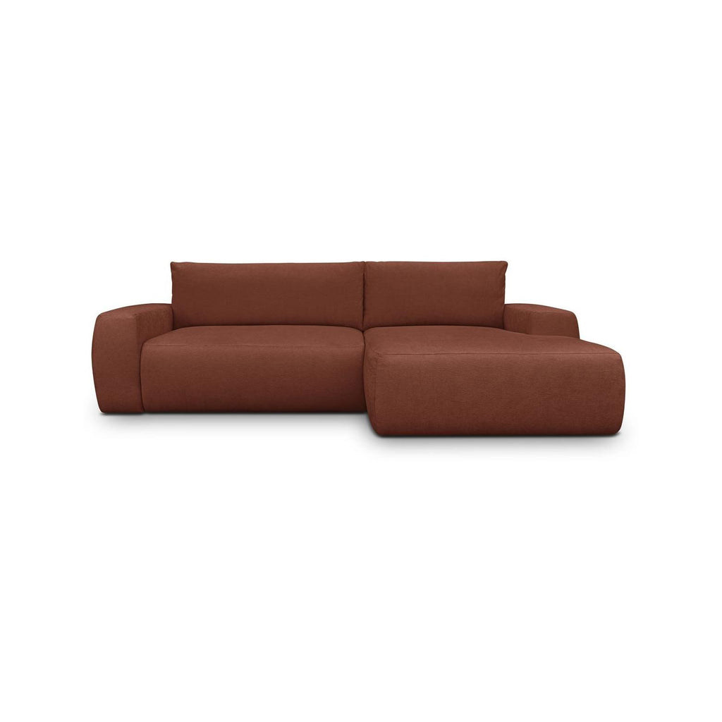 Sonny - Højrevendt Sovesofa Hjørnesofa - Chenillestof - Mørk Rust