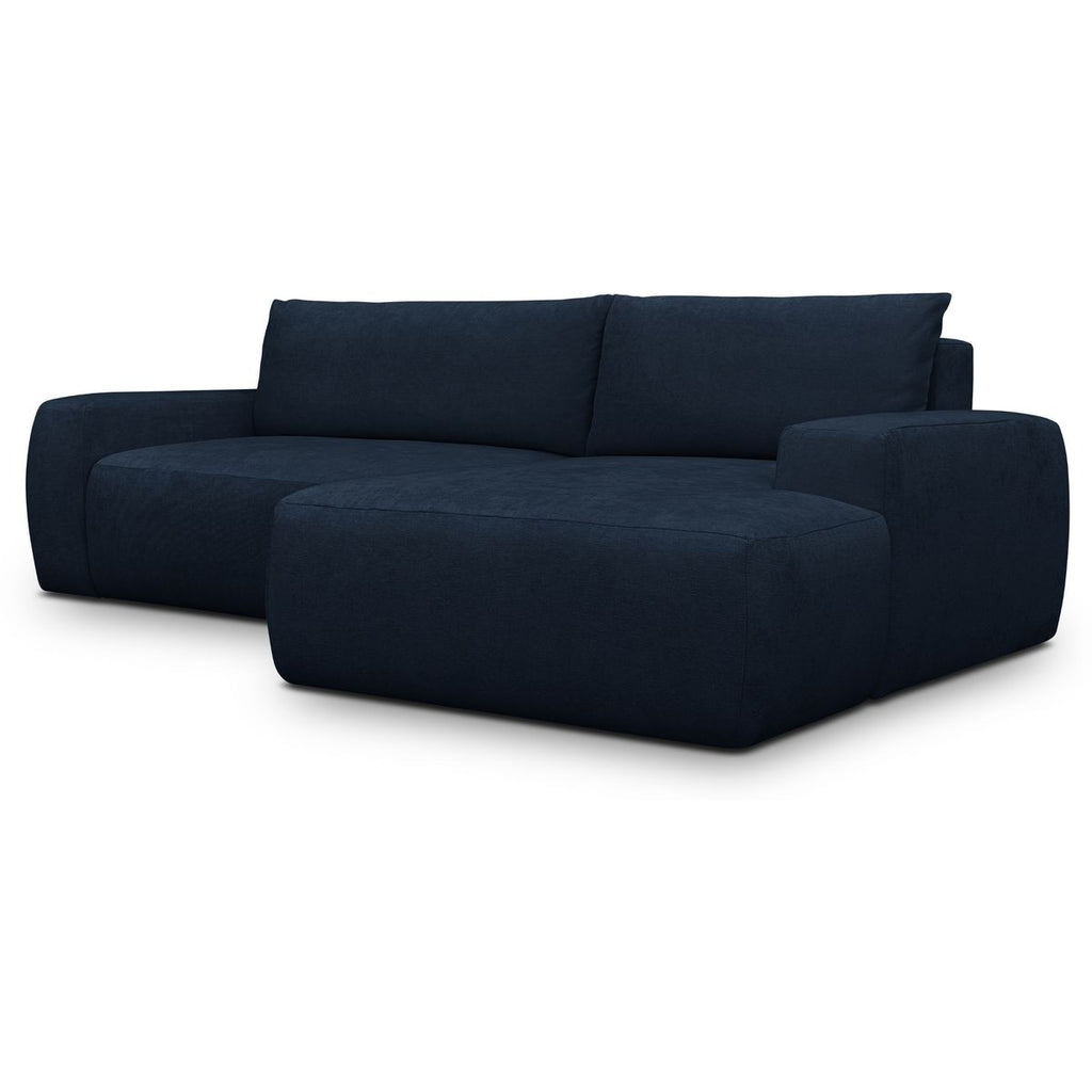Sonny – Ecksofa rechts mit Schlaffunktion – Chenille – Dunkelblau