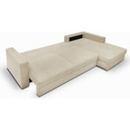 Robin - Sovesofa Som Højrevendt Hjørnesofa - Fløjl - Beige