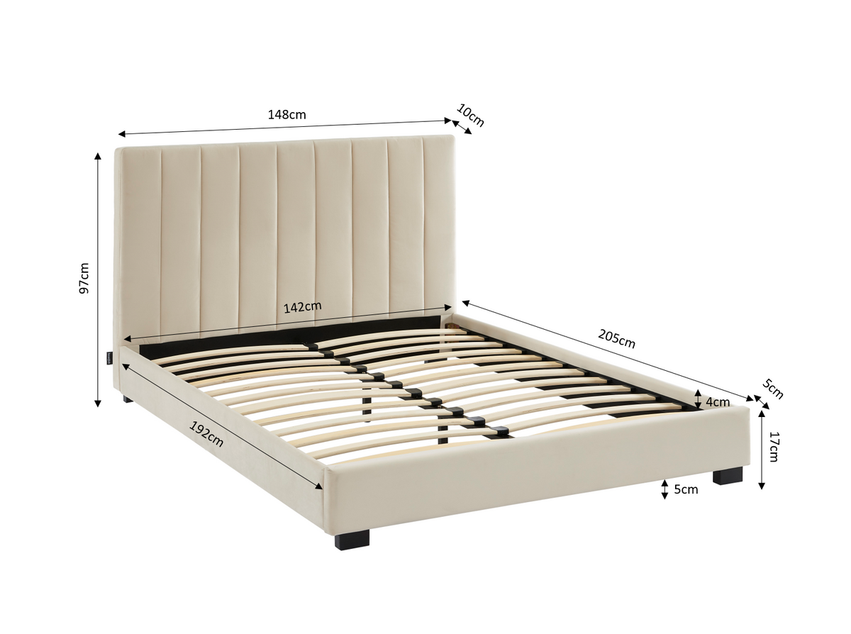 William - Tweepersoonsbed - Fluweel - Beige
