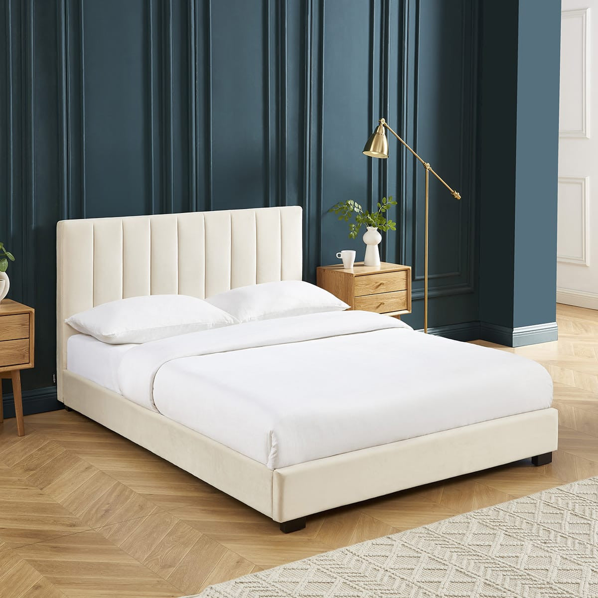 William - Tweepersoonsbed - Fluweel - Beige