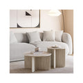 Mina - Set med 2 runda soffbord - Travertinlook - Beige