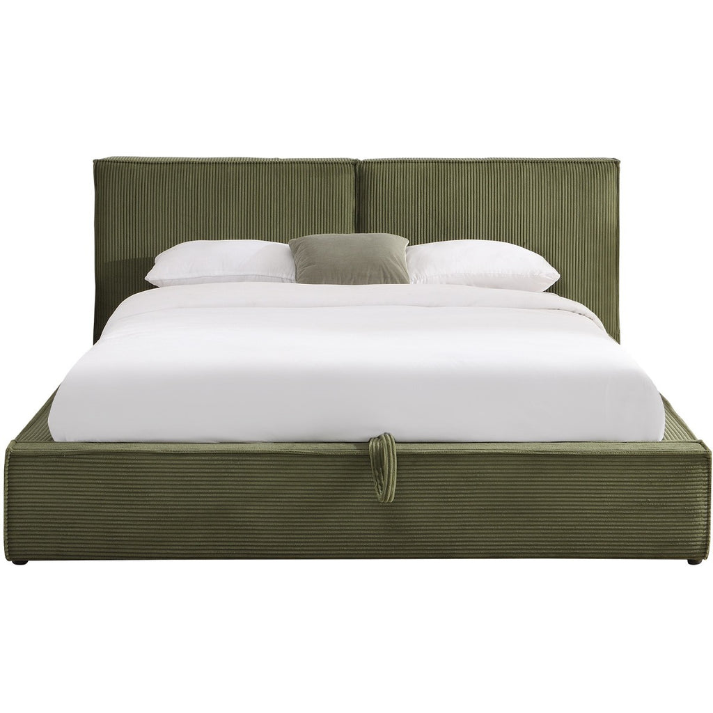 Arno - Lit Coffre Adulte - Velours Côtelé - Vert Kaki