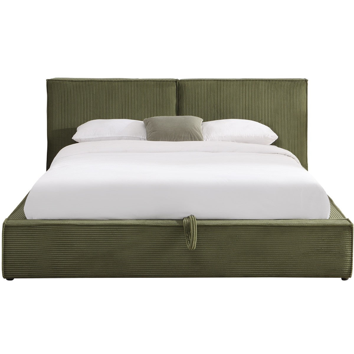Arno - Lit Coffre Adulte - Velours Côtelé - Vert Kaki