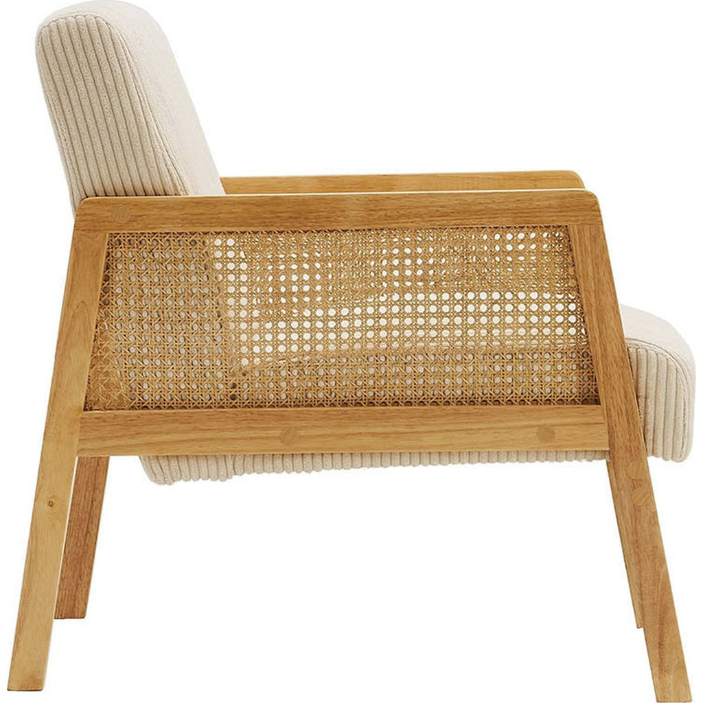 Mani - Fauteuil - Rotan En Ribfluweel - Beige