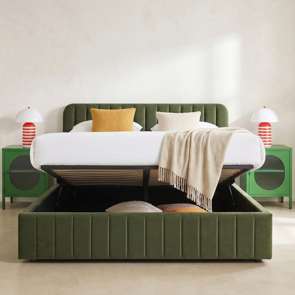 Ava - Cama Canapé Adulto - Terciopelo - Verde Caqui