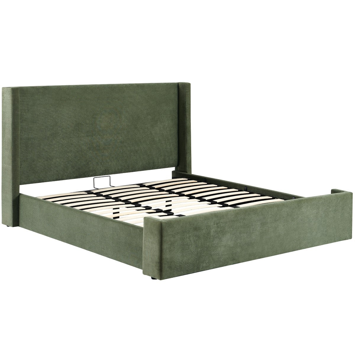 Elma - Lit Coffre Adulte - Velours Côtelé - Vert Kaki