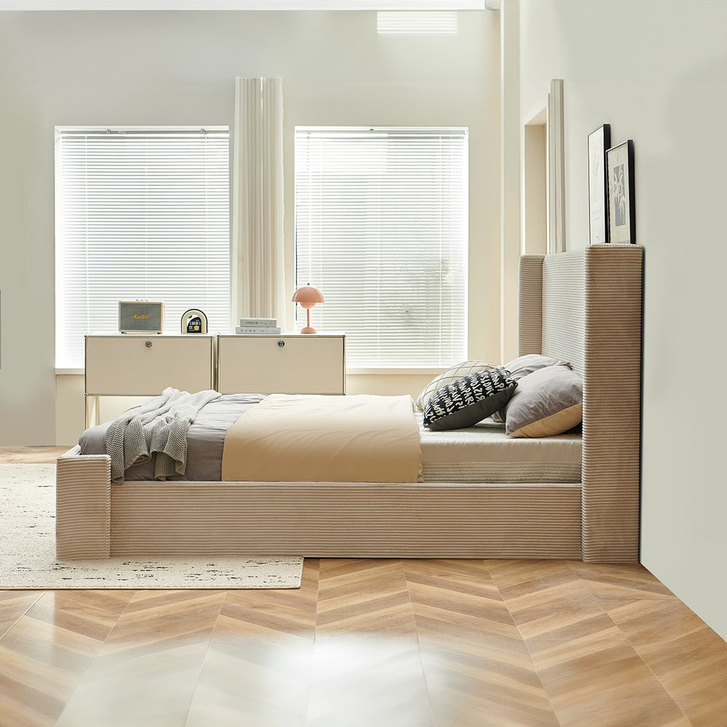 Elma - Dubbelsäng Med Förvaring - Manchester - Beige