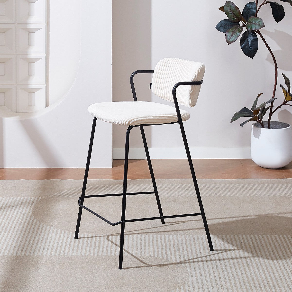 Jones - Lote De 2 Taburetes De Bar - Pana - Beige