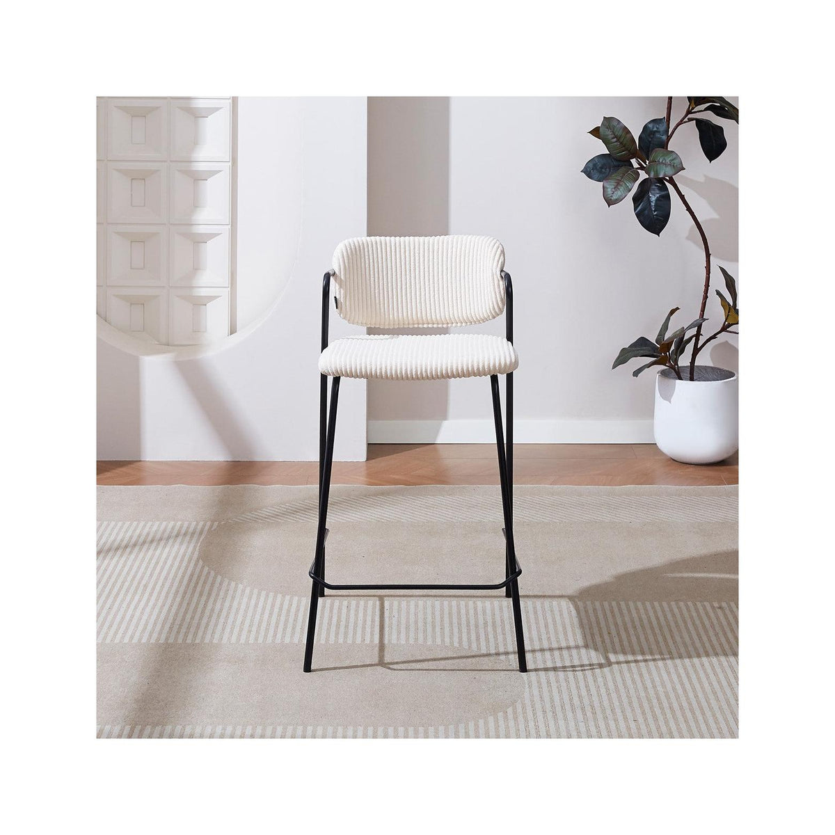 Jones - Lote De 2 Taburetes De Bar - Pana - Beige