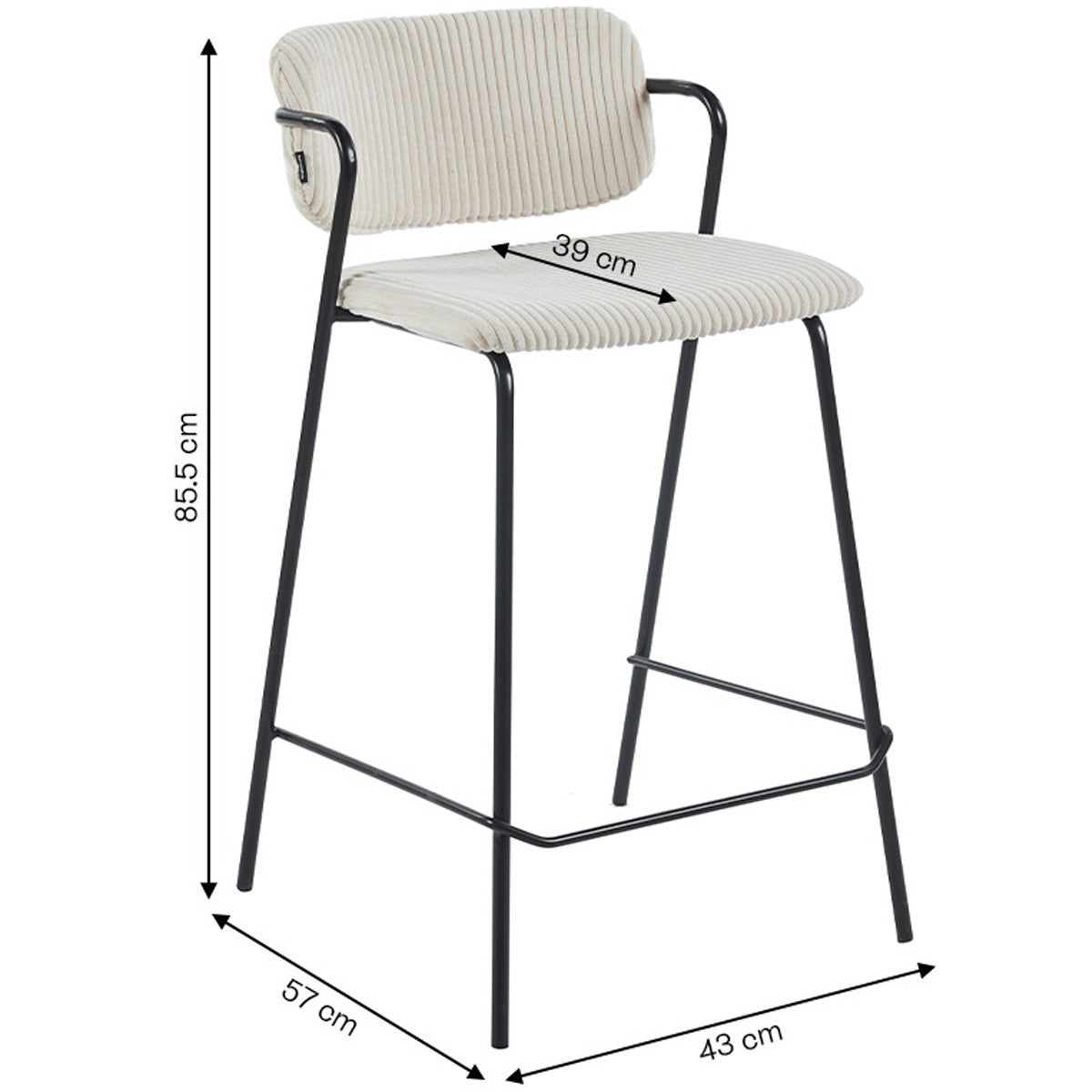 Jones - Lote De 2 Taburetes De Bar - Pana - Beige