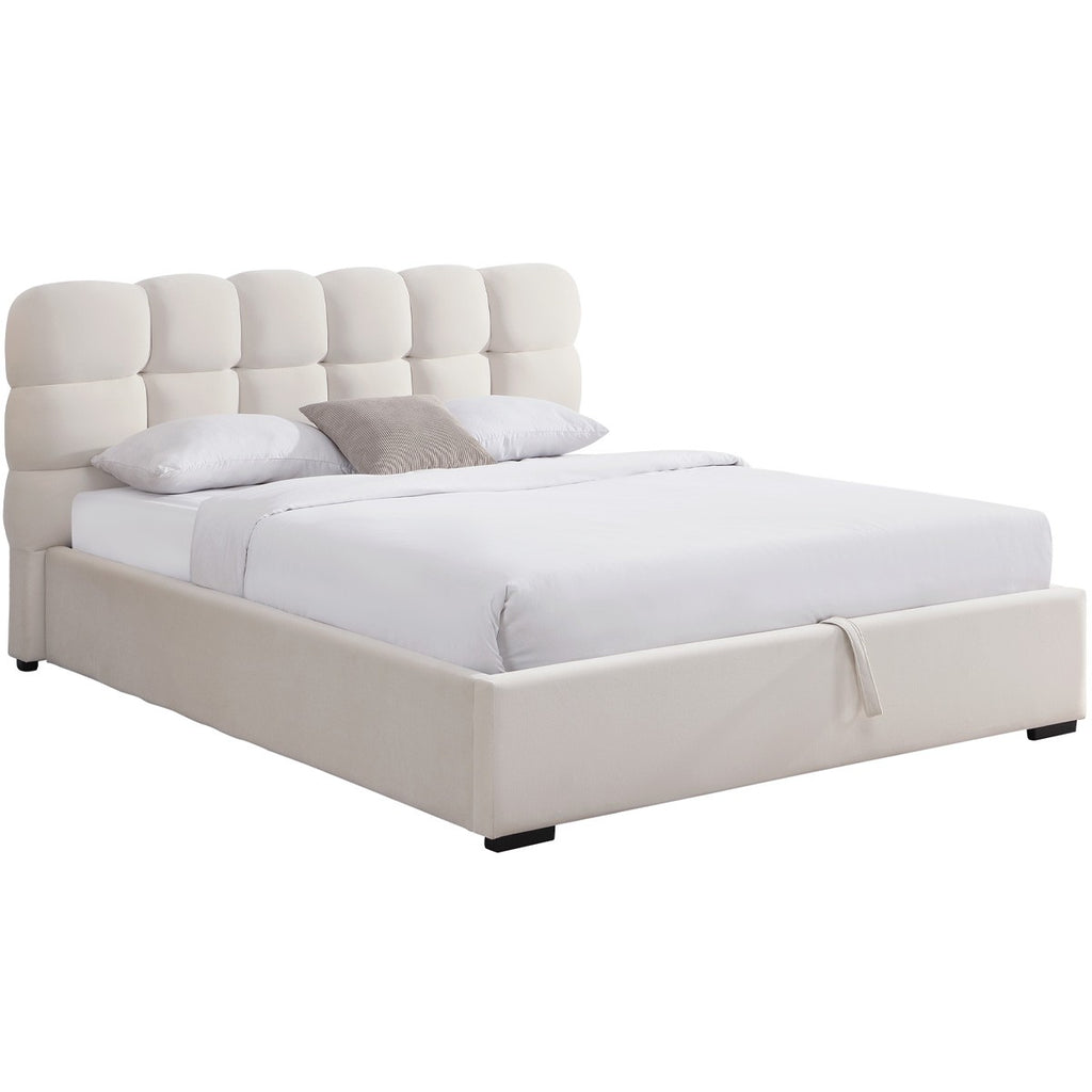 Lola - Tweepersoonsbed Met Opbergruimte - Fluweel - Beige
