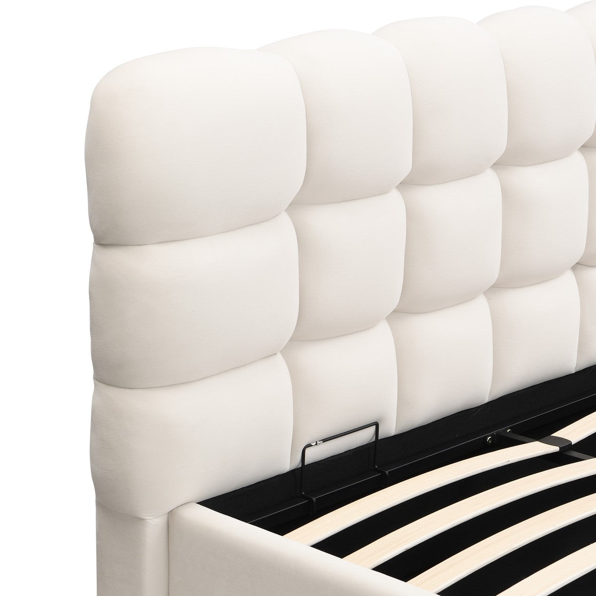 Lola - Tweepersoonsbed Met Opbergruimte - Fluweel - Beige