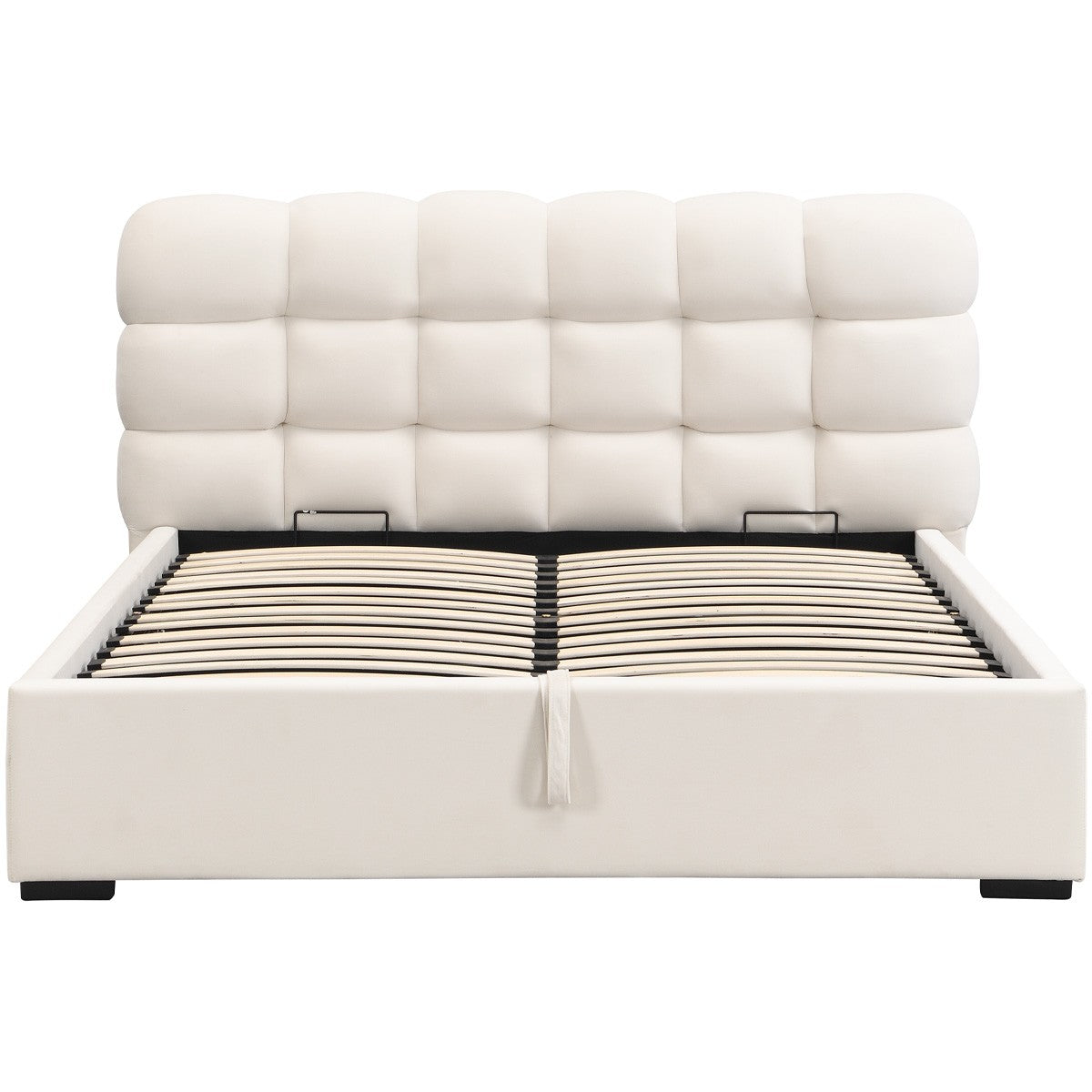 Lola - Tweepersoonsbed Met Opbergruimte - Fluweel - Beige