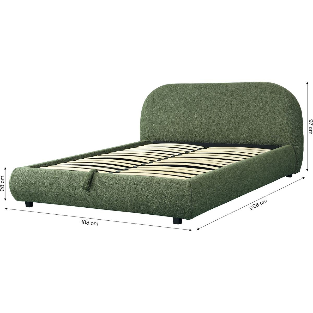 Madisson - Storage Bed - Bouclé Fabric - Khaki Green
