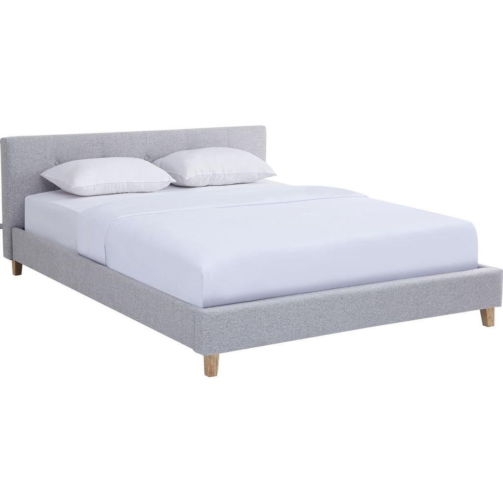 Milo - Cama de matrimonio - Tela - Gris jaspeado