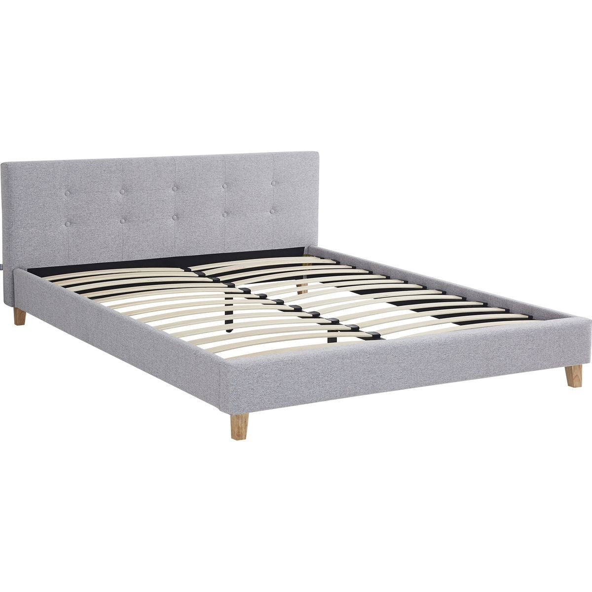 Milo - Cama de matrimonio - Tela - Gris jaspeado