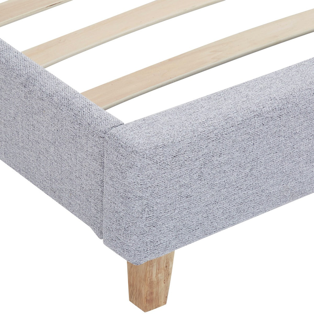 Milo - Cama de matrimonio - Tela - Gris jaspeado