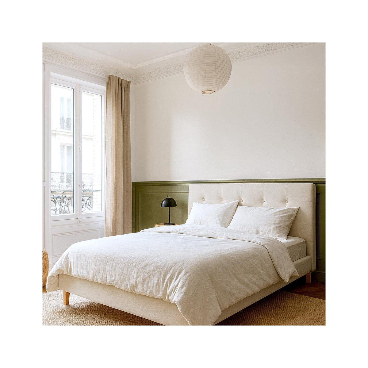 Milo - Cama de matrimonio - Terciopelo - Beige