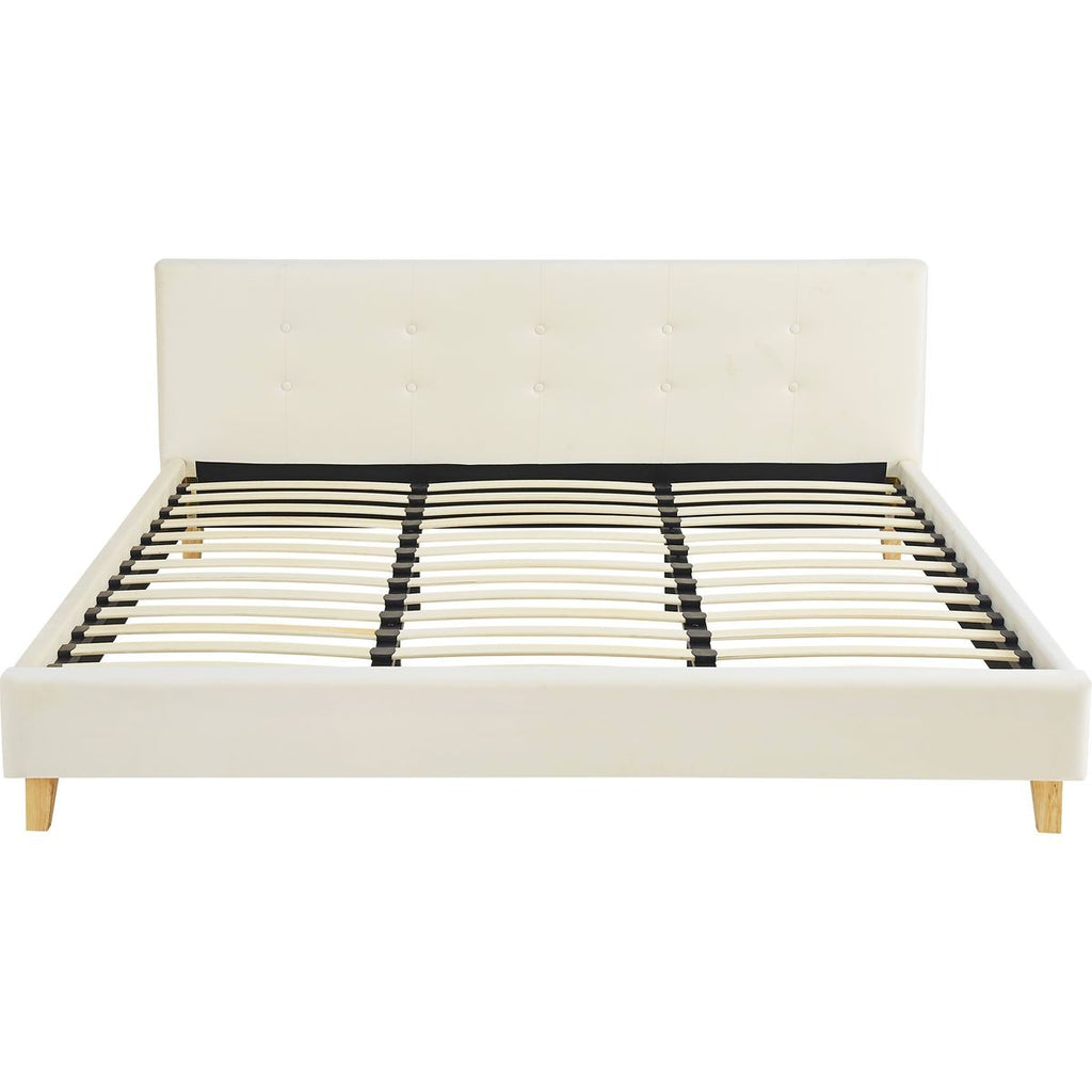 Milo - Cama de matrimonio - Terciopelo - Beige