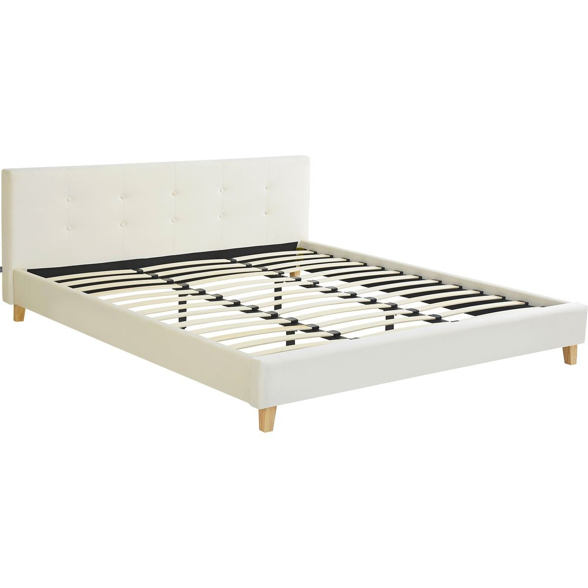Milo - Cama de matrimonio - Terciopelo - Beige