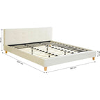 Milo - Cama de matrimonio - Terciopelo - Beige