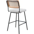 Muse - Set de 2 taburetes de bar - Rejilla y pana - Beige